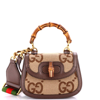 Gucci Bamboo 1947 Top Handle Bag Jumbo GG Canvas Mini