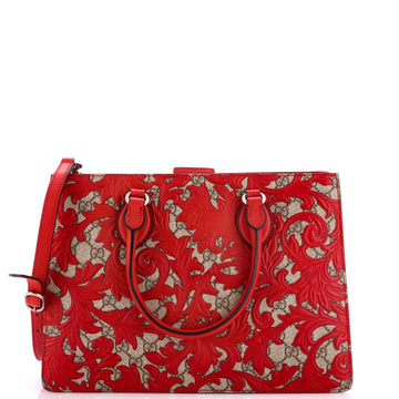 Gucci Convertible Gusset Tote Arabesque GG Coated Canvas with Leather Medium