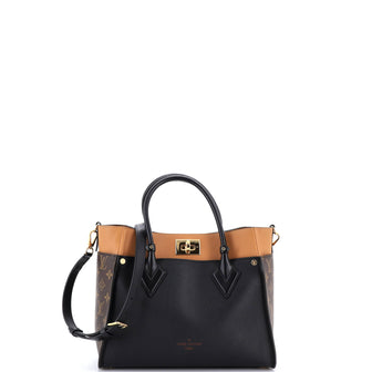 Louis Vuitton On My Side Tote Leather with Monogram Canvas MM