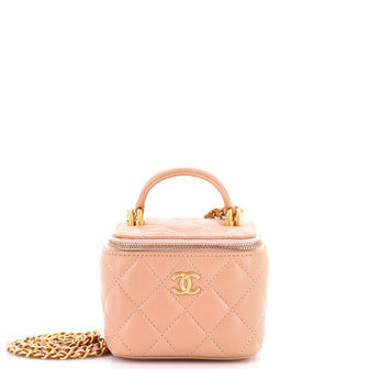 Chanel Classic Top Handle Vanity Case with Chain Quilted Lambskin Mini