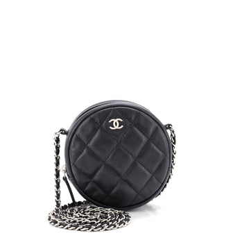 Chanel Round Clutch with Chain Quilted Caviar Mini
