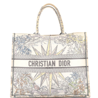 Christian Dior Book Tote Embroidered Canvas Large