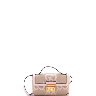 Gucci Padlock Top Handle Bag Jumbo GG Canvas with Leather Mini
