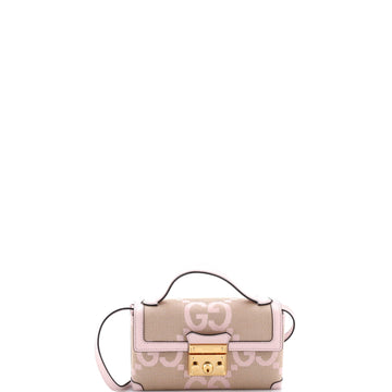 Gucci Padlock Top Handle Bag Jumbo GG Canvas with Leather Mini