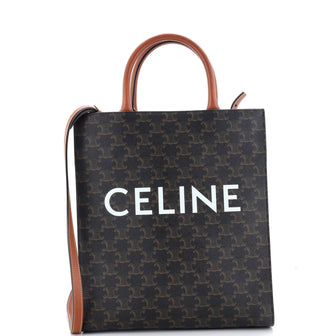 Celine Vertical Cabas Tote Triomphe Coated Canvas Small