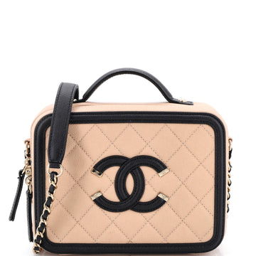 Chanel Filigree Vanity Case Quilted Caviar Medium