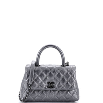 Chanel Coco Top Handle Bag Quilted Aged Calfskin Mini
