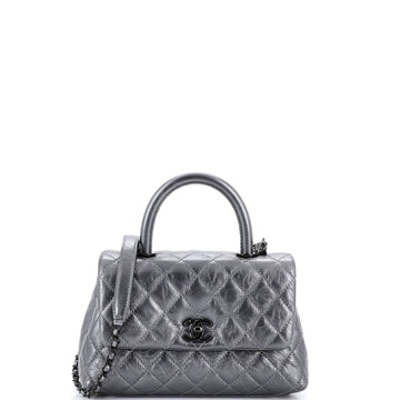 Chanel Coco Top Handle Bag Quilted Aged Calfskin Mini