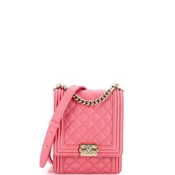 Chanel North South Boy Flap Bag Quilted Caviar Small