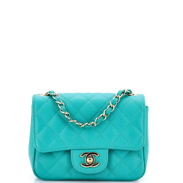 Chanel Square Classic Single Flap Bag Quilted Caviar Mini