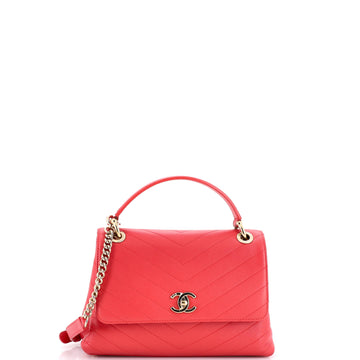 Chanel Chevron Chic Top Handle Bag Chevron Calfskin Small