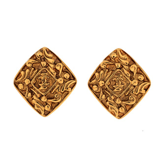 Chanel Vintage CC Diamond Clip-On Earrings Metal