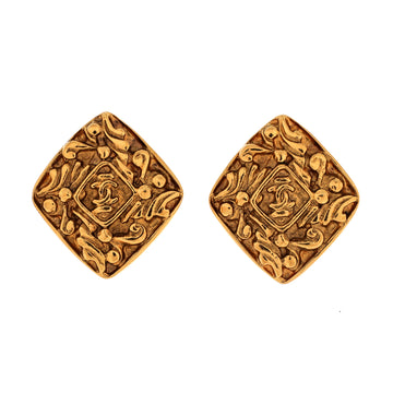 Chanel Vintage CC Diamond Clip-On Earrings Metal