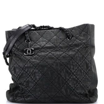 Chanel CC Charm Expandable Tote Quilted Leather Medium