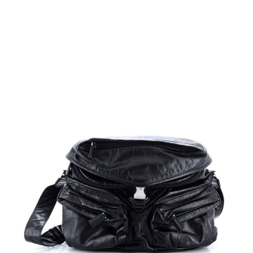 Prada Slanted Double Pocket Buckle Shoulder Bag Soft Calf