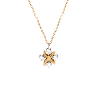 Tiffany & Co. Schlumberger Lynn Pendant Necklace 18K Yellow Gold and Platinum with Diamonds