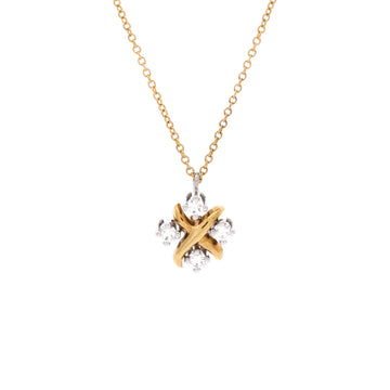 Tiffany & Co. Schlumberger Lynn Pendant Necklace 18K Yellow Gold and Platinum with Diamonds