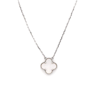 Van Cleef & Arpels Vintage Alhambra Pendant Necklace 18K White Gold and Mother of Pearl