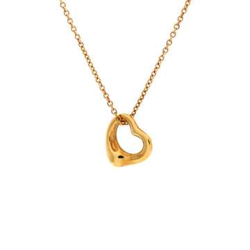 Tiffany & Co. Elsa Peretti Open Heart Pendant Necklace 18K Yellow Gold 11mm
