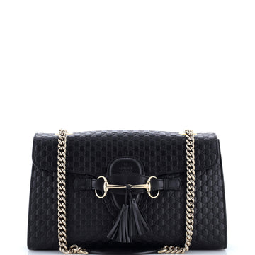 Gucci Emily Chain Flap Bag Microguccissima Leather Medium