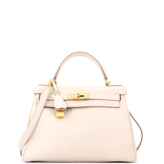 Hermes Kelly Handbag Light Togo with Gold Hardware 28