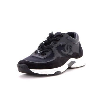 Chanel Women's CC Low-Top Sneakers Leather and Fabric with Suede