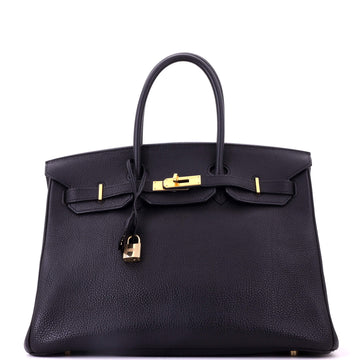 Hermes Birkin Handbag Black Togo with Gold Hardware 35