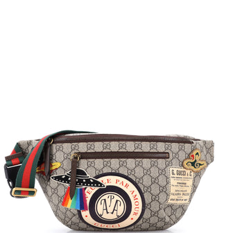 Gucci Courrier Zip Belt Bag GG Coated Canvas with Applique