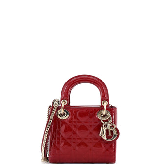 Christian Dior Lady Dior Chain Bag Cannage Quilt Patent Mini