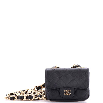 Chanel Classic Flap Charm Chain Belt Bag Quilted Caviar Mini