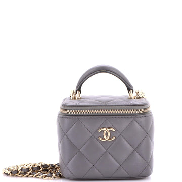 Chanel Classic Top Handle Vanity Case with Chain Quilted Lambskin Mini