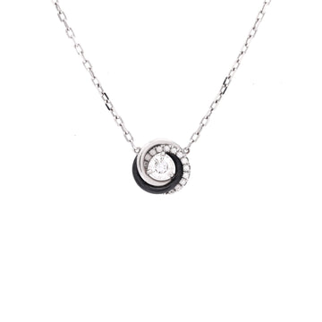 Cartier Trinity Diamond Pendant Necklace 18K White Gold with Diamonds and Ceramic