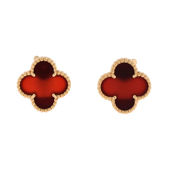 Van Cleef & Arpels Vintage Alhambra Earrings 18K Yellow Gold and Carnelian