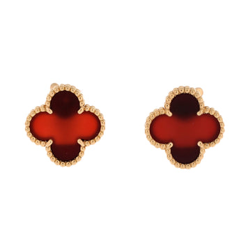 Van Cleef & Arpels Vintage Alhambra Earrings 18K Yellow Gold and Carnelian