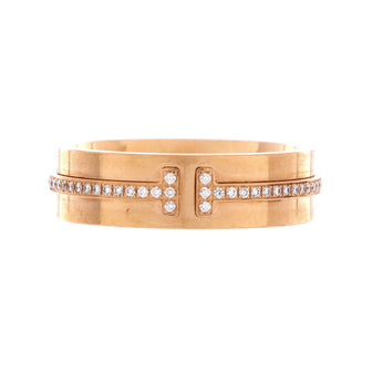 Tiffany & Co. Tiffany T Ring 18K Rose Gold with Diamonds Wide