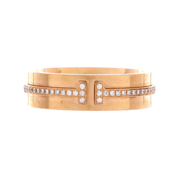 Tiffany & Co. Tiffany T Ring 18K Rose Gold with Diamonds Wide