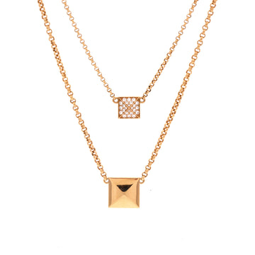 Hermes Clou d'H Double Pendant Necklace 18K Rose Gold with Diamonds