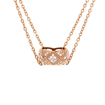 Chanel Coco Crush Double Chain Pendant Necklace 18K Beige Gold and Diamonds