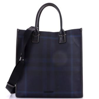 Burberry Convertible Tote London Check Coated Canvas with Leather Medium