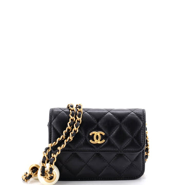 Chanel Twin Pearl Clutch with Adjustable Chain Quilted Lambskin Mini