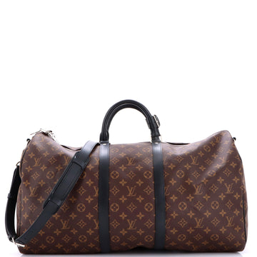 Louis Vuitton Keepall Bandouliere Bag Macassar Monogram Canvas 55