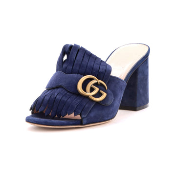 Gucci Women's GG Marmont Fringed Heeled Sandals Suede