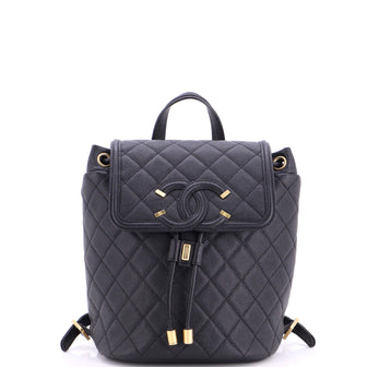 Chanel Filigree Backpack Quilted Caviar Small