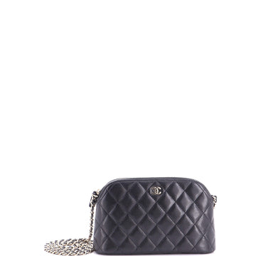 Chanel CC Dome Zip Clutch with Chain Quilted Caviar Small