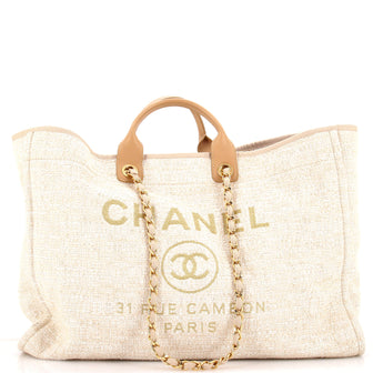 Chanel Deauville Tote Raffia with Glitter Detail Large