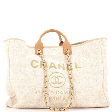 Chanel Deauville Tote Raffia with Glitter Detail Large
