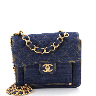 Chanel Double You CC Flap Bag Quilted Denim Medium