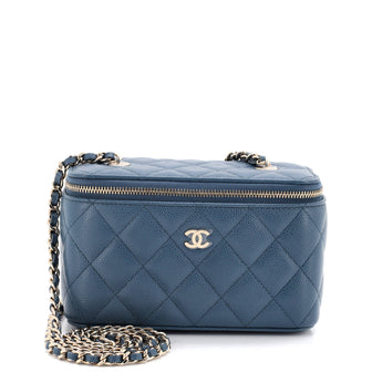Chanel Classic Vanity Case with Chain Quilted Caviar Small
