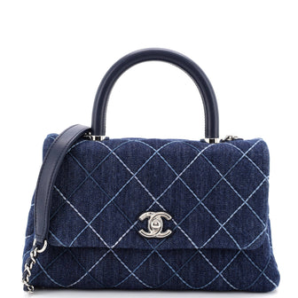 Chanel Coco Top Handle Bag Quilted Denim Mini