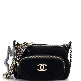 Chanel 25 Clutch With Chain Quilted Velvet Effect Nylon and Shiny Crumpled Calfskin Mini